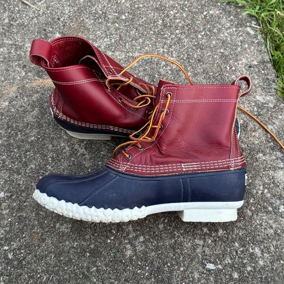 L.L. Bean Other - LL Bean 6 Inch Bean Boots Mens 12 M Burgundy Navy Blue Leather Duck Boots Maine